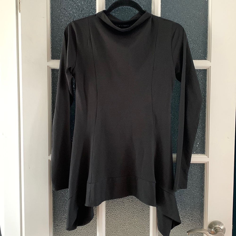 ELM Black Mock Turtleneck Long Sleeve Asymetrical Shirt (S)